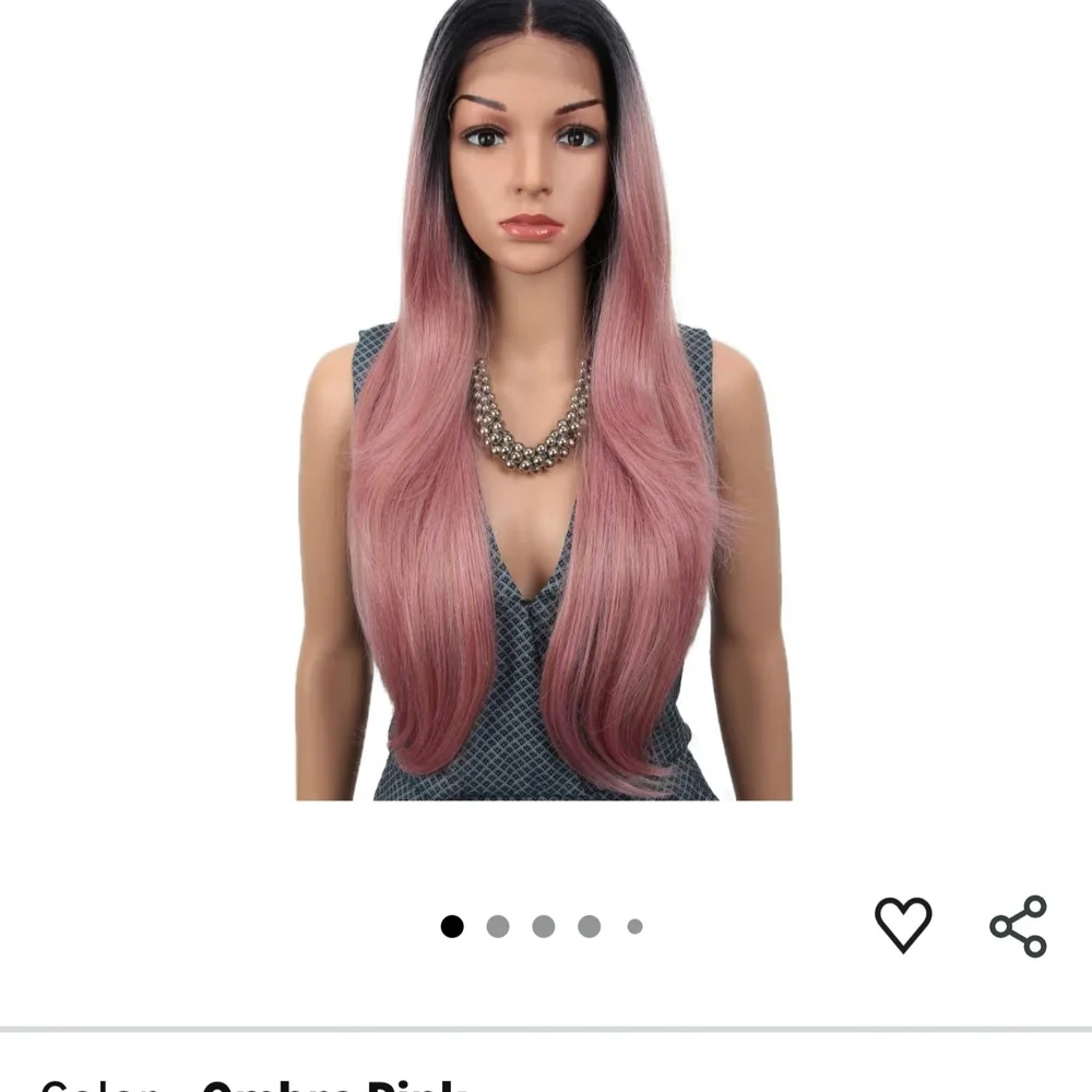 Elegant Ombre Lace Front Wig - Black and Pink